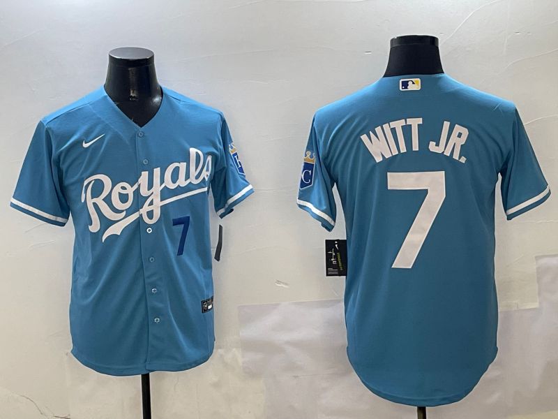 Men Kansas City Royals #7 Witt jr Light Blue Game 2025 Nike MLB Jersey style 2->more jerseys->MLB Jersey
